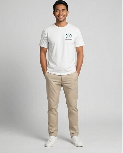 Model mengenakan Mantiq Essentials Tee warna Putih